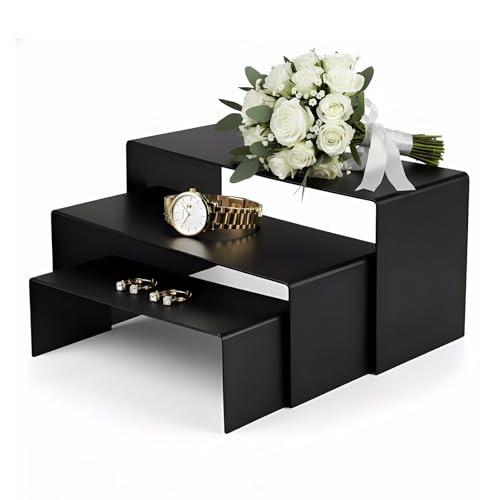 Display Stand Risers 3 Pcs, Stainless Steel - Black - color: Black