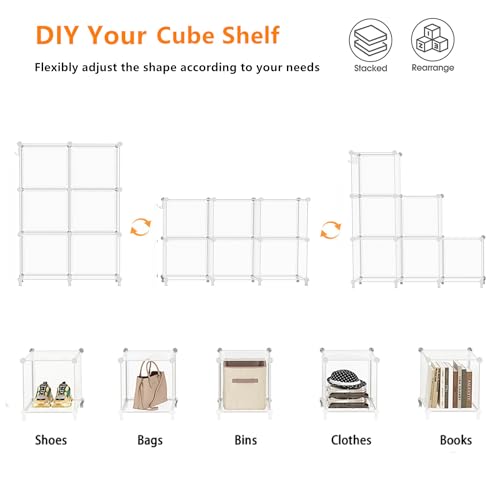 AWTATOS Cube Storage Organizer, Closet Organizers, 6 Cube Shelf, Clear - color: Translucent Twill