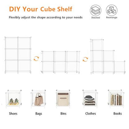 AWTATOS Cube Storage Organizer, Closet Organizers, 6 Cube Shelf, Clear - color: Translucent Twill