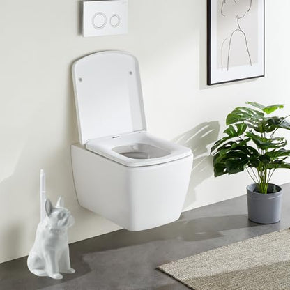 Comeon Ceramic Dog White Toilet Brush and Holder Set, Plastic Handle - color: White, size: Dog
