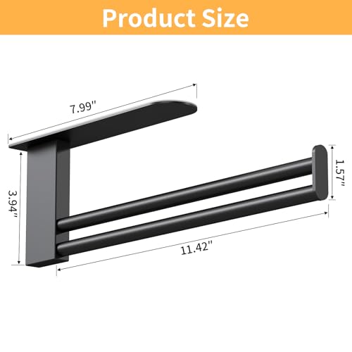 Jesginboo Under Cabinet Paper Towel Holder, Adhesive, Matte Black - color: Black