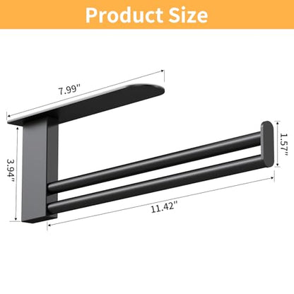 Jesginboo Under Cabinet Paper Towel Holder, Adhesive, Matte Black - color: Black