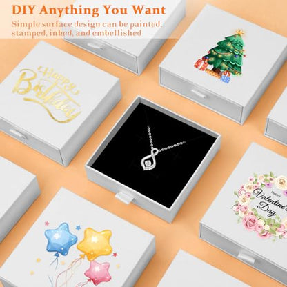 Jewelry Box, 5Pcs Jewelry Boxes for Women 3.5×3.5x1.18 Inch Jewelry Gift Box, Small Jewelry Boxes Necklace Ring Earring Jewelry Box (White) - color: white3