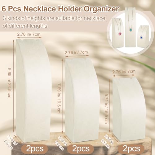 6 Pcs Necklace Display Stand Black Velvet Jewelry Holder for Store Beige