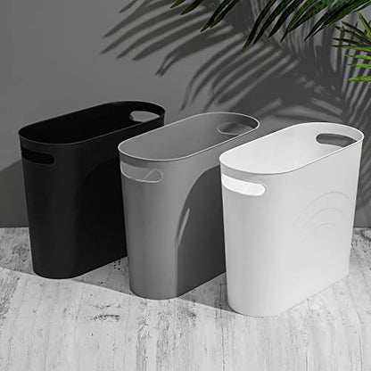 Small Bathroom Trash Can, 3.5 Gallon Slim Garbage Can, 2 Pack White - color: White, size: 2 pack