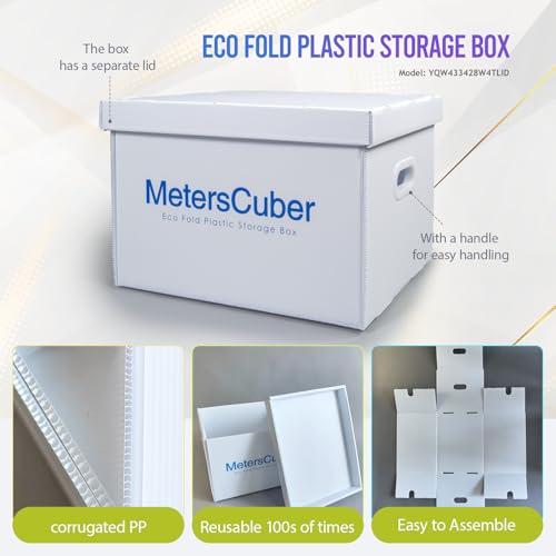 Collapsible Storage Bins with Lids [2 Pack], Heavy Duty Plastic Moving Boxes, Waterproof Stackable Totes for Home Organization, Office File Storage & Moving Supplies, 17x13.4x11 Inch