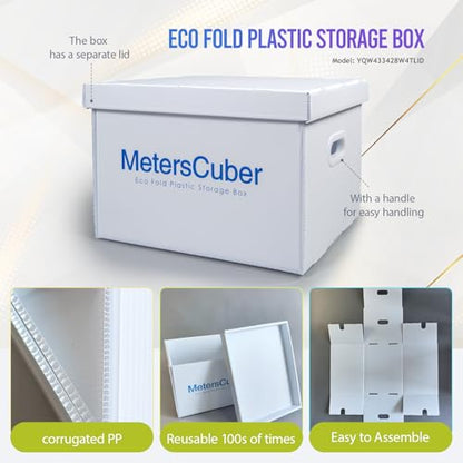 Collapsible Storage Bins with Lids [2 Pack], Heavy Duty Plastic Moving Boxes, Waterproof Stackable Totes for Home Organization, Office File Storage & Moving Supplies, 17x13.4x11 Inch