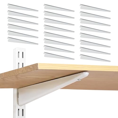 Adjustable Shelf Brackets 24 Pack Heavy Duty 12 Inch Wire Shelf Brackets for Twin Slotted Standard Uprights White Metal Shelf Supports for Adjustable Shelving System Closet Organization - size: 12 Inch-24 Pack