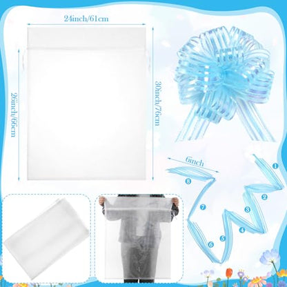 Zeyune 3 Sets Organza Bags 24 x 30'' Large Drawstring Mesh Gift Bag, Blue - color: Blue