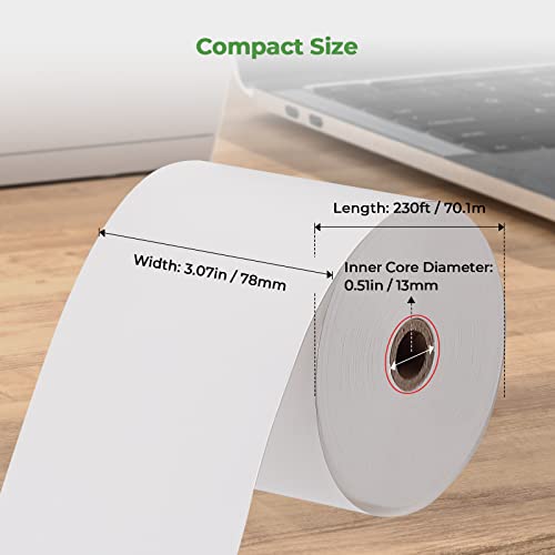 MUNBYN Thermal Receipt Paper 3 1/8 x 230ft, Work for Star Micronics TSP100 TSP143 Epson 80mm Receipt Printer Square POS Register, 80mm Thermal Receipt Paper, BPA Free, 20 Rolls - size: 3 1/8" x 230', style: 20 Rolls