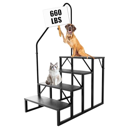 RV Stairs 4 Step Ladder, RV Steps Anti-Slip, Hot Tub Steps with Handrail, 660 lbs RV Ladder for 5th Wheel RV, Mobile Home Stairs - size: 4 Step