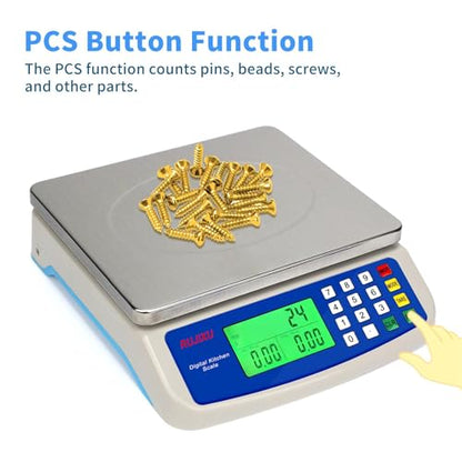 Large Digital Kitchen Scale 30KG Commercial Food Scale 66LB for Baking Bread Meat Stainless Steel Price Computing Scale LCD Display,Prep Counting Scale for Parts and Coins Adapter Included - color: GREY 30KG