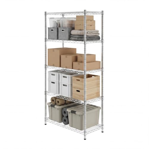 SafeRacks NSF 5-Tier Heavy Duty Steel Wire Shelves (14"x30"x60") - color: Silver, size: 14"x30"x60" 5-Tier