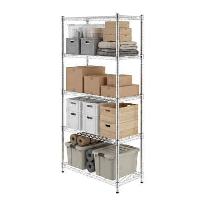 SafeRacks NSF 5-Tier Heavy Duty Steel Wire Shelves (14"x30"x60") - color: Silver, size: 14"x30"x60" 5-Tier