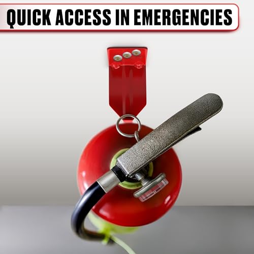 4 Pcs Fire Extinguisher Mount Brackets, 2.36 x 1.57 x 2.36 in (Red) - size: 2,36 * 2,36 * 1,57 in