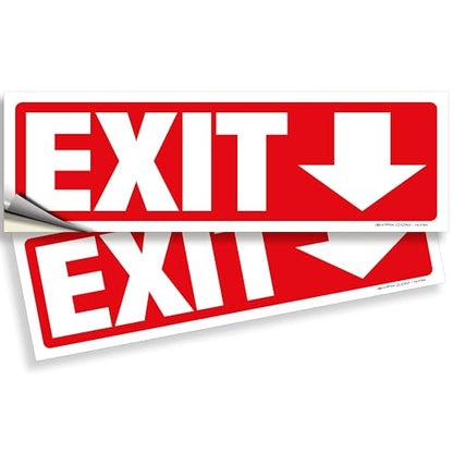 iSYFIX Exit Signs Stickers 2 Pack 12x4 Inch Directional Down Arrow - color: Sticker Down, size: 2 Pk 12x4
