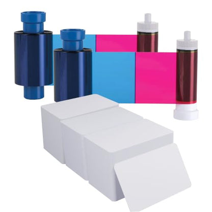 Magicard 300 Printer 2 x MC300YMCKO Color Ribbon - YMCKO - 600 Prints (Total) with Bodno Premium CR80 30 Mil Graphic Quality PVC Cards - Qty 300 - color: Ymcko, size: 2 Pack with Cards