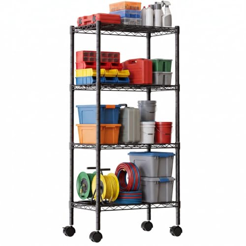 DUMOS 4-Tier Metal Storage Shelves, Shelving Unit, Storage Rack, 23" W - size: 4 Tiers