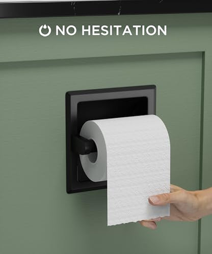 FORIOUS Recessed Toilet Paper Holder, Wall Mount Bathroom Tissue Holder - color: Matte Black
