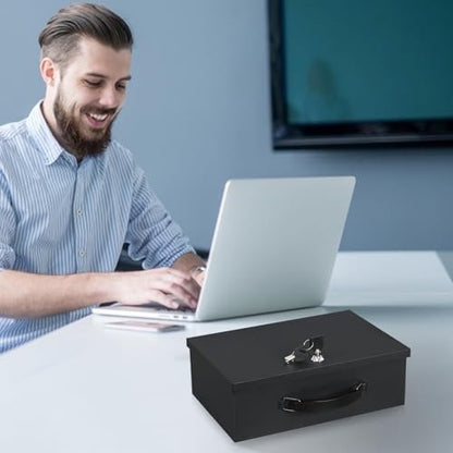 xydled Fireproof Document Box with Key Lock, Fire Safe Box, Black - color: Black, size: X Large