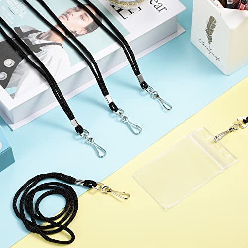 Marspark 200 Pcs Lanyard with ID Holder Bulk Clear, Black - color: Black