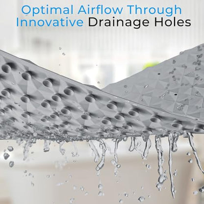 Non Slip Bathtub Mat for Bath Tub Shower - 241 Vacuum Suction Cups - color: Gray With Holes, size: 28" x 16" (Rectangular)