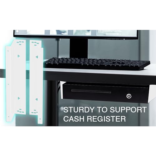 Cash Drawer Under Counter Mount Brackets 2.6 x 16.3 x 4.1 inches - White - color: White, size: 16 Inches (1 Pack)