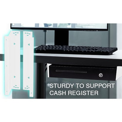 Cash Drawer Under Counter Mount Brackets 2.6 x 16.3 x 4.1 inches - White - color: White, size: 16 Inches (1 Pack)