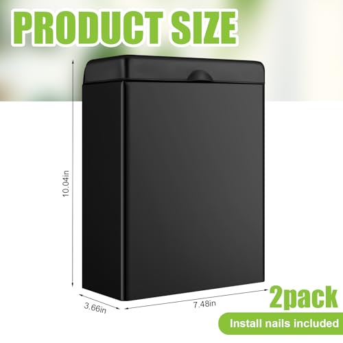 Tioncy 2 Pcs Sanitary Napkin Receptacle Wall Mounted,Black - color: black