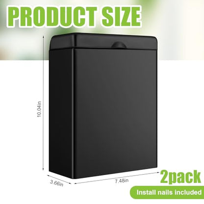 Tioncy 2 Pcs Sanitary Napkin Receptacle Wall Mounted,Black - color: black