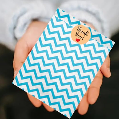 Novel Box 100 Pack Blue Chevron Print Flat Merchandise Bags 6x9 in - color: Blue Chevron, size: 6" x 9" Inches