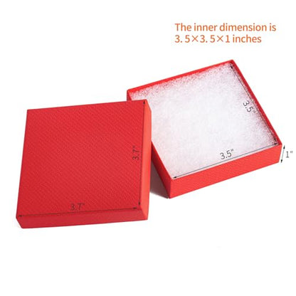 Magicool 20 Pack 3.5x3.5x1 Inch Red Cardboard Jewelry Boxes, Gift Boxes with Lids and Cotton, Perfect for DIY, Wedding, Engagement, Mother's Day, Birthday - color: Red, size: 3.5x3.5x1 Inch (Pack of 20)