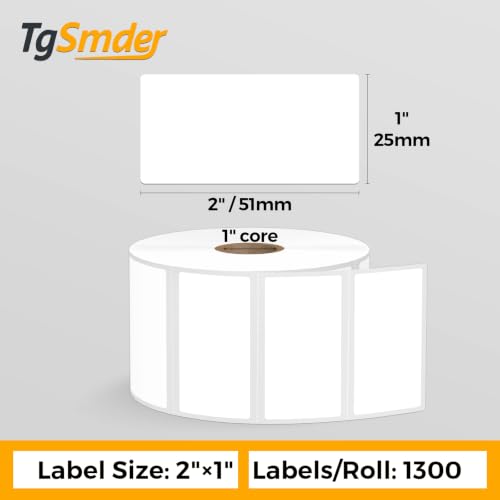 24-Roll (1300/Roll) 2" x 1" Thermal Barcode & SKU Labels, 1" Core - size: 2" x 1" - 24 Rolls (31200 Labels)