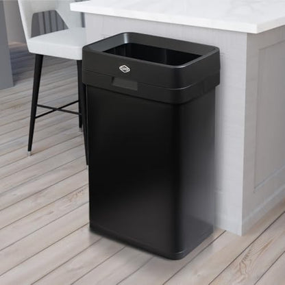 Clorox Slim Open Top Stainless Steel Trash Can, Matte Black, 13 Gal / 50L - color: Black Open Top