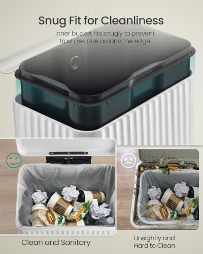 SONGMICS Trash Can, 8 Gallon (30 L), Stainless Steel, with Lid, Pedal - color: Cloud White, size: 8 Gallon