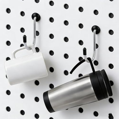 60PCS Pegboard J Hooks with 60PCS Pegboard Hook Locks, Will Not Fall Out, for Hanging Jewelry, Tools