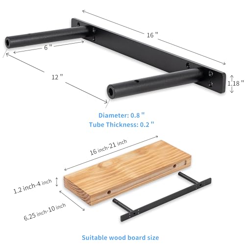 16'' Heavy-Duty Hidden Floating Shelf Bracket – 210 LBS Max Load (Mounted on Studs), Floating Mantel Bracket for Fireplace & Wall Shelves, Includes Premium Installation Kit（16 inch Brackets） - size: 16 Inch - With Drilling Kit + Router Kit