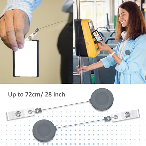 Zonon 100 Pcs Retractable Badge Reel ID Holder with Clip,Gray - color: Gray