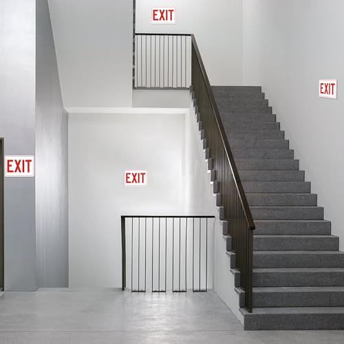 5 Pack Exit Signs, Exit Sign Stickers for Door and Wall Mount - High Visibility Safety Sign, Premium Self-Adhesive Vinyl Easy to Install (White) - color: Exit Sign White