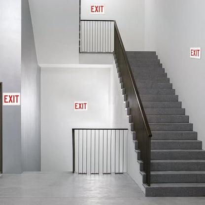 5 Pack Exit Signs, Exit Sign Stickers for Door and Wall Mount - High Visibility Safety Sign, Premium Self-Adhesive Vinyl Easy to Install (White) - color: Exit Sign White