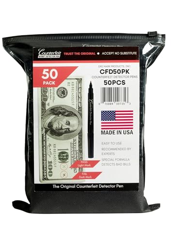 Dri Mark CFD50PK Counterfeit Bill Detector Marker Pen, Made in The USA, 50 Count - size: 50 Pack
