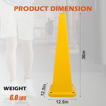 36" 3-Pack Blank Safety Cones - Heavy Base for DIY Signage - color: Blank/Yellow, size: 36inch