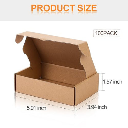 Qilery 100 Pcs 5.91 x 3.94 x 1.57'' Shipping Boxes Corrugated - size: 5.91 x 3.94 x 1.57 inches