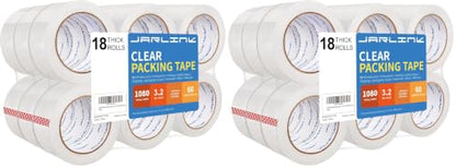 JARLINK 18 Rolls Clear Packing Tape, Heavy Duty Packaging Tape (Pack of 2) - size: 18 Rolls (3.2mil / 60 yd) (Pack of 2)