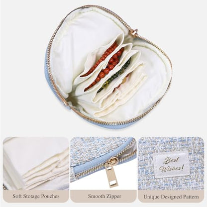 Stratalife Small Travel Jewelry Case, Qulited Storgae Pouch - color: Quilted Blue