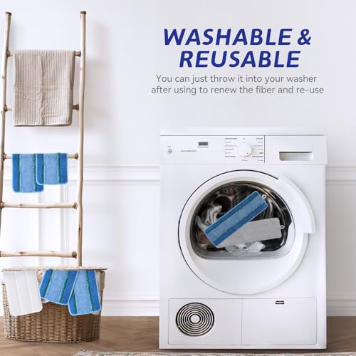 Upgraded Replacement Microfiber Mop Pads for Rubbermaid Commercial 18 Inch Mop 17 Inch Mops, Reusable Wet & Dry Commercial Cleaning Flat Mops System 18" 17" Refill Head for Multi-Surface Floor-12Pack - color: Upgrades Blue 12pack