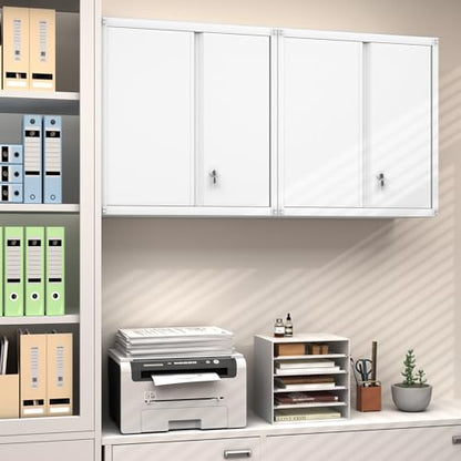 GREATMEET Wall Mounted Storage Cabinet, Metal Garage Cabinet, White - color: White, size: 27.95"H