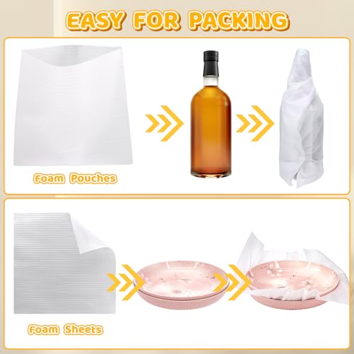 160 Pcs Packing Foam Pouches & Sheets, 5 Sizes Cushion Foam Wrap Pouches - size: Multi-Size 160 Pcs