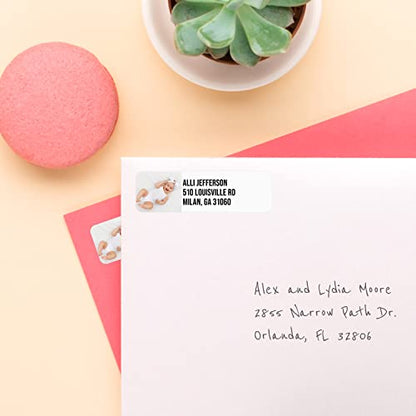 Custom Photo Upload Bold Rolled Address Labels / 250 Personalized Return Address Labels/Designer Address Stickers in Elegant Plastic Dispenser - size: 250 Labels, style: Block