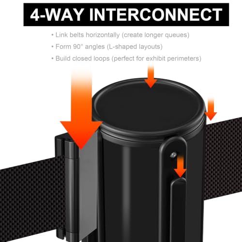 OrangeStar Crowd Control Stanchions, Heavy Duty Stanchion Set - color: Black, size: Style2-Round Rubber Base
